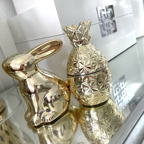 Other - Glam GOLD BUNNY FIGURINE And Gol Pineapple Candle set